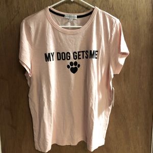Blush my dog gets me large t-shirt